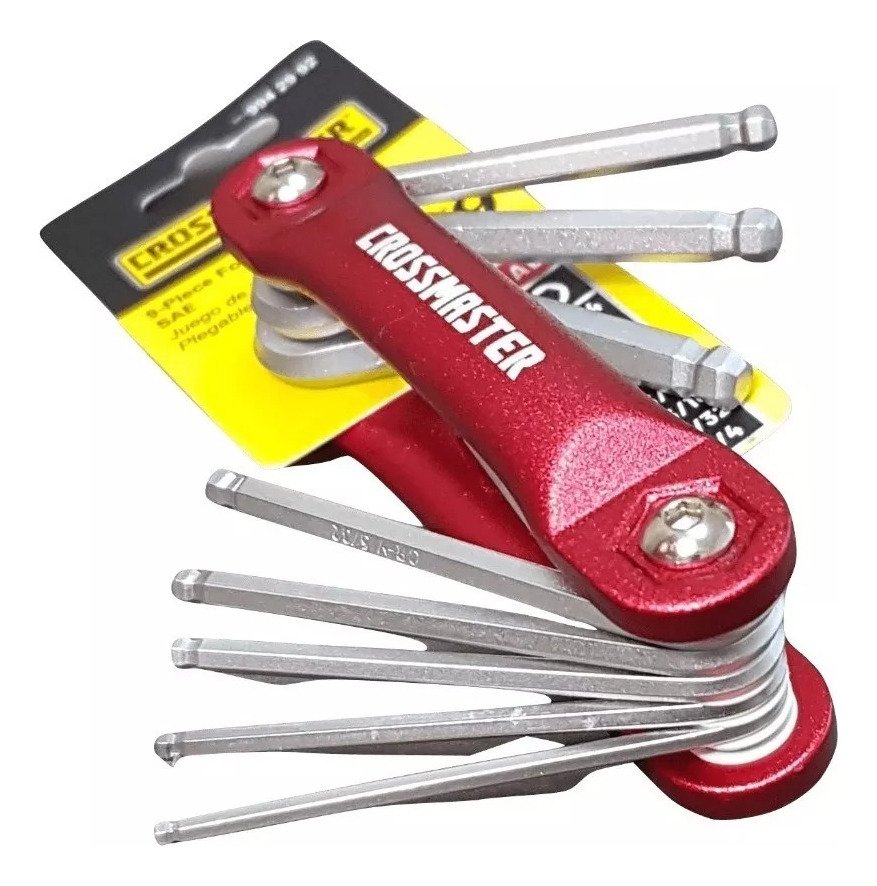 Juego 9 Llaves Hexagonales Plegables Pulgada Crossmaster Ghg Rojo - Image 1