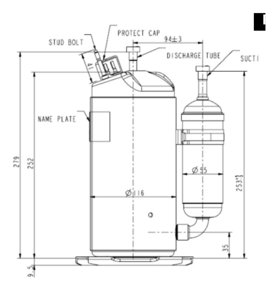 Motor Compresor Rotativo 2250f-r410 220v Ghg - Image 2