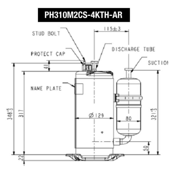 Motor Compresor Rotativo 4500f-r22 220v Ghg - Image 3