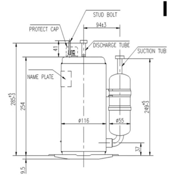 Motor Compresor Rotativo Asm99v1vdz 3000f  R410 Ghg - Image 3