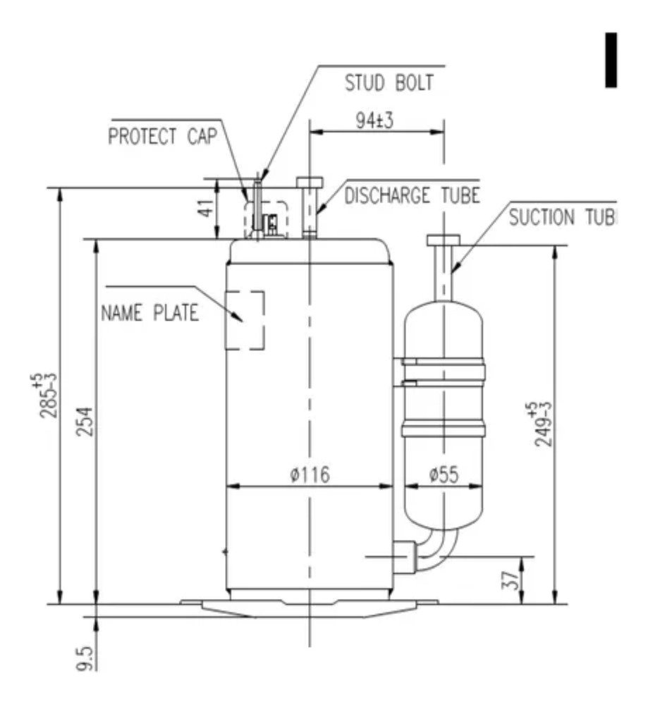 Motor Compresor Rotativo Asm99v1vdz 3000f  R410 Ghg - Image 3