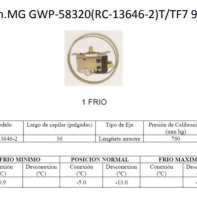 Termostato Heladera Congelador Rc13646 Tf7 90cm Ghg - Image 2