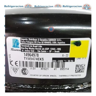 -COMPRESOR TECUMSEH COMERCIAL 1 1/2HP TYA9474EKS R22 - Image 2