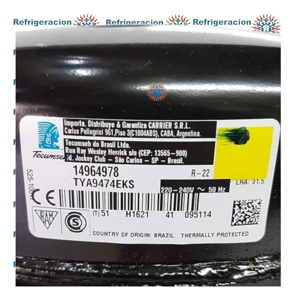 -COMPRESOR TECUMSEH COMERCIAL 1 1/2HP TYA9474EKS R22