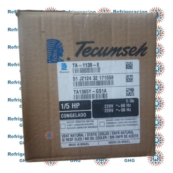 Compresor Tecumseh 1/5hp R-134a Ta1365y-gs1a - Image 2