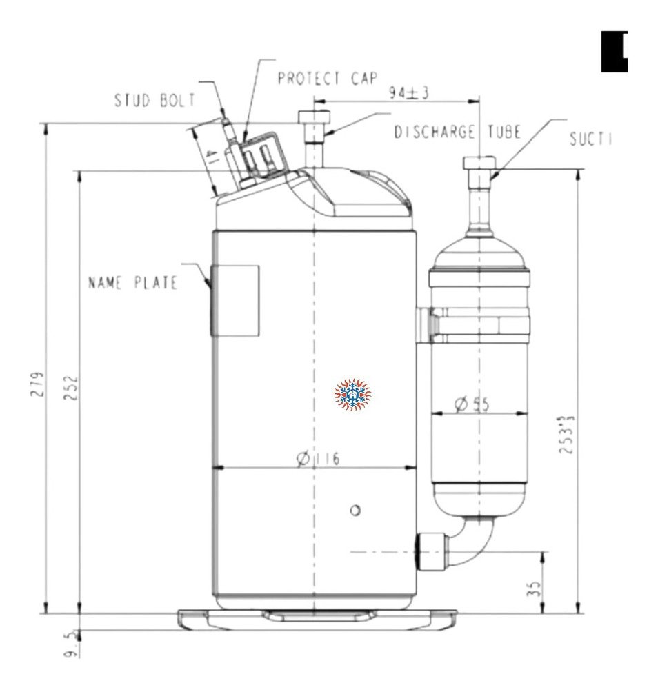 Motor Compresor Rotativo 2250f-r410 220v Ghg - Image 3