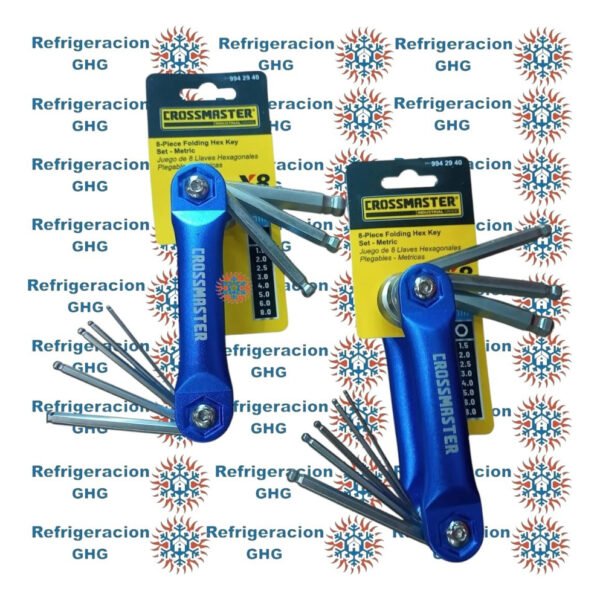 Juego 8 Llaves Hexagonales Plegables Metrica Crossmaster Ghg Azul - Image 2