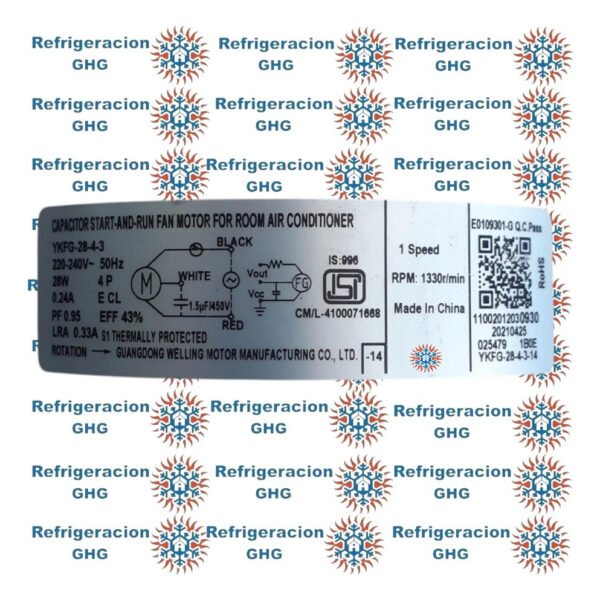 Motor Forzador Interior Evaporador 28w Ykfg-28-4-3 Ghg - Image 2