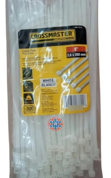 Precinto Nylon 3.6x200mm Blancos Crossmaster X 100 Unid. Ghg Blanco