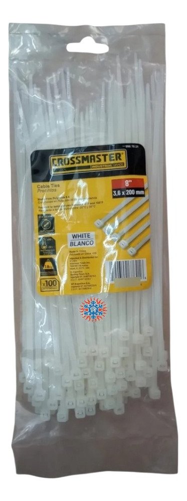 Precinto Nylon 3.6x200mm Blancos Crossmaster X 100 Unid. Ghg Blanco