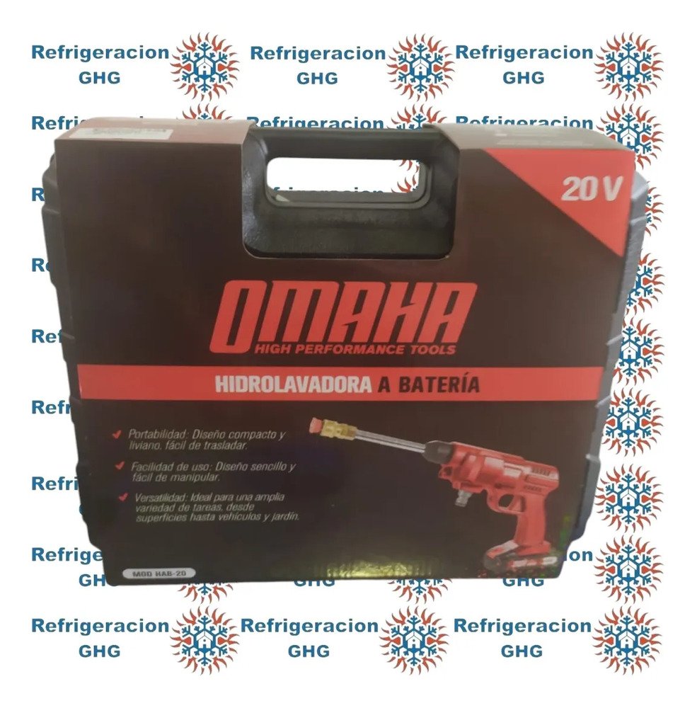 Hidrolavadora Inalámbrica Omaha 25bar 280w 20v + Maletín Ghg Rojo 50
