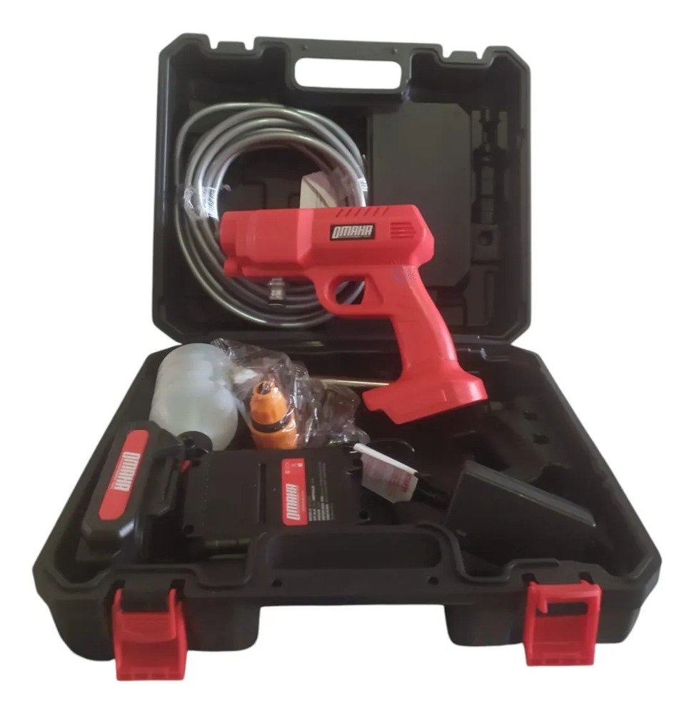 Hidrolavadora Inalámbrica Omaha 25bar 280w 20v + Maletín Ghg Rojo 50