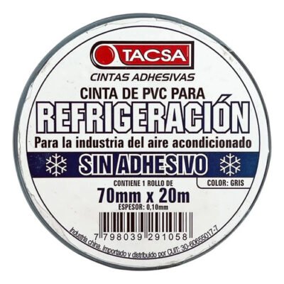 Cinta Pvc Sin Adhesivo Tacsa 70mmx20m Refrigeración Gris Ghg - Image 2