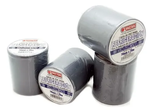 Cinta Pvc Sin Adhesivo Tacsa 70mmx20m Refrigeración Gris Ghg