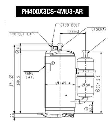 Rotativo Scroll Panasonic 5hp Csb373h8g-12500fr--r22 Ghg