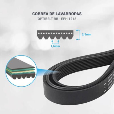 Correa Lavarropas 1212 H8 Qualtex Varios Modelos Ghg - Image 6