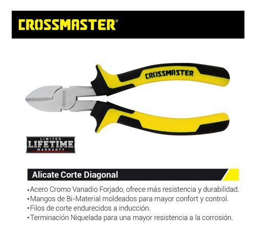 Alicate Corte Diagonal - Oblicuo 165 Mm Crossmaster 9970126 Amarillo
