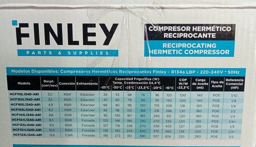 -COMPRESOR FINLEY 1/4hp R134a