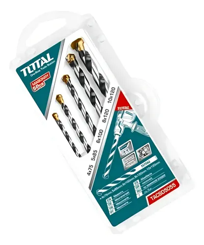 -Set de 5 mechas widia para concreto cilindrica TOTAL